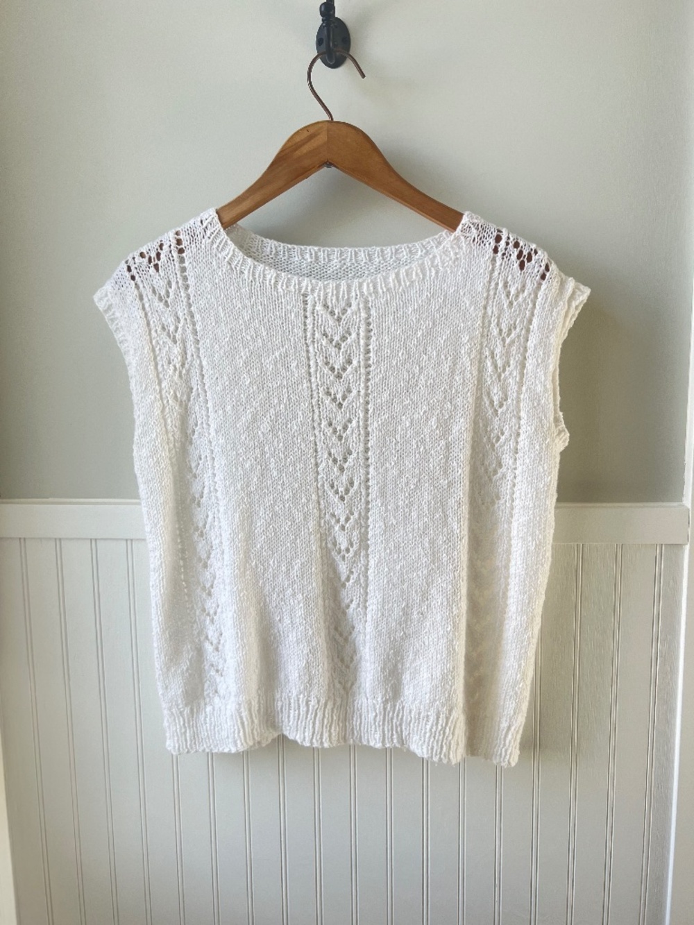 Hand knit white Sweater Vest